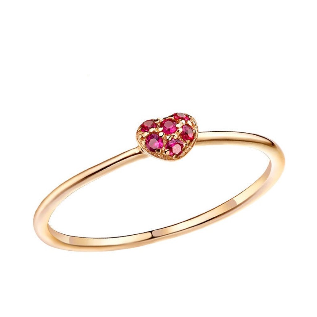 Heart Cluster Round Ruby 14k Or 18k Upon Request Rose Gold Ring 874$